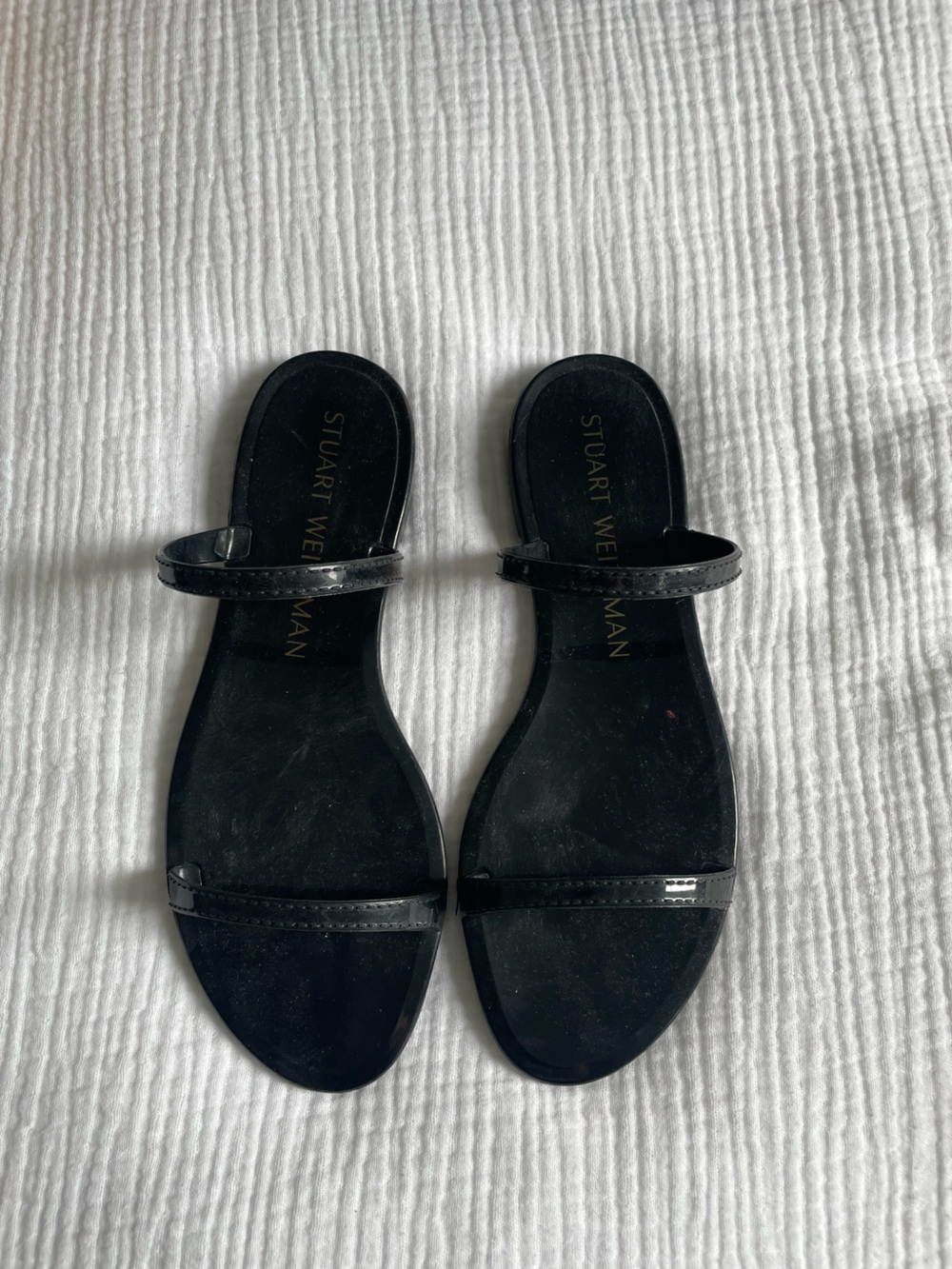 Stuart Weitzman Black Jelly Slide Sandals